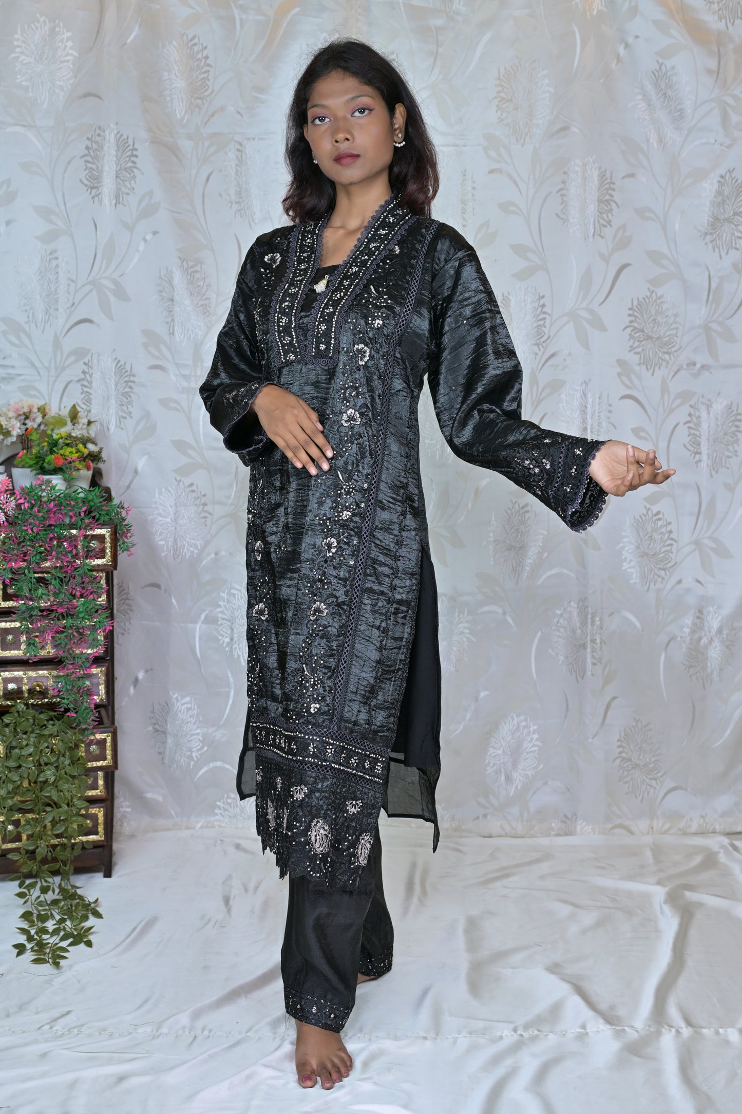 Gold Crush Embroidered Suit Set