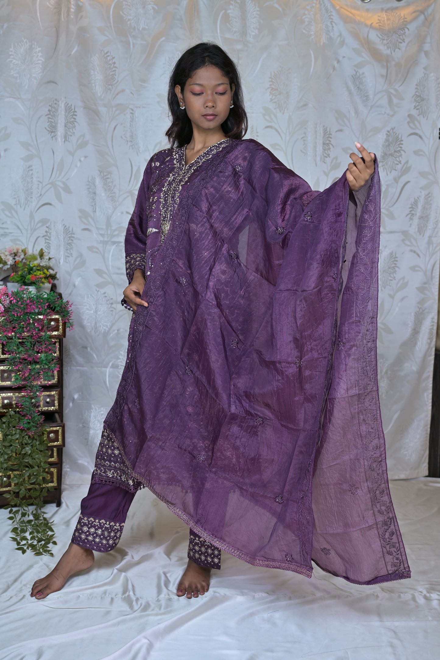 Gold Crush Embroidered Suit Set