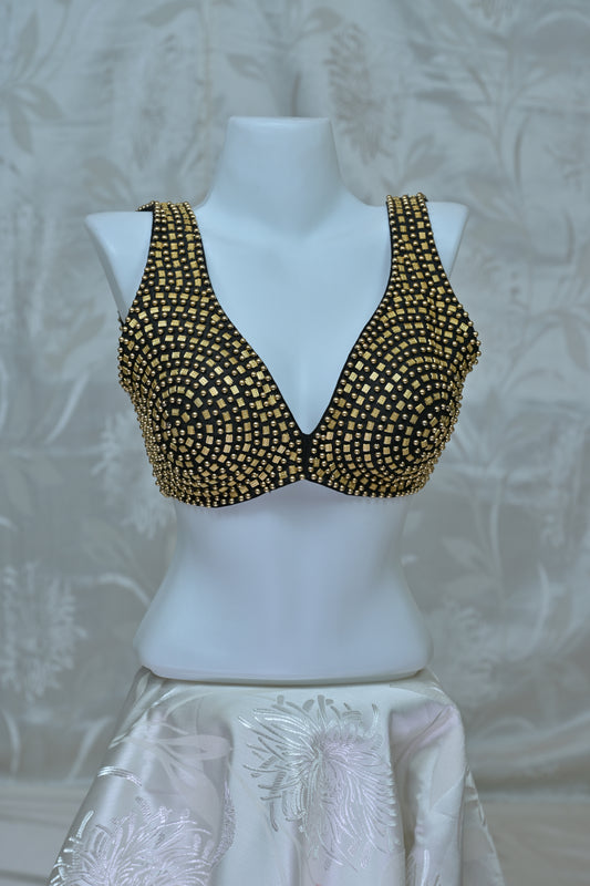Opulent Black & Gold Beaded Embellished Blouse