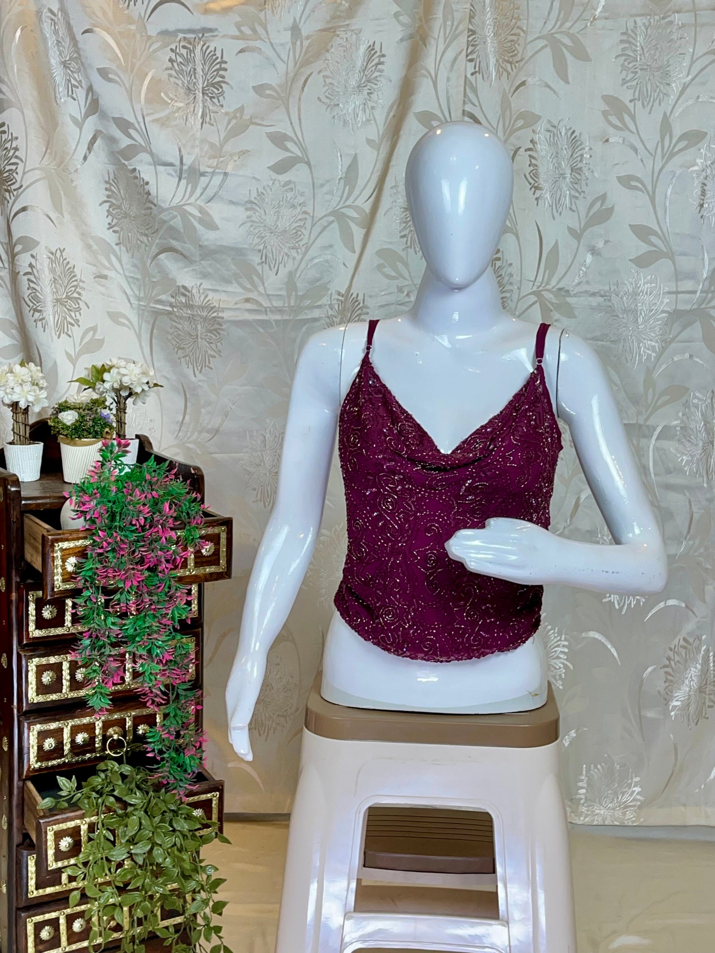 Opulent Magenta Cowl Neck Y2K Top