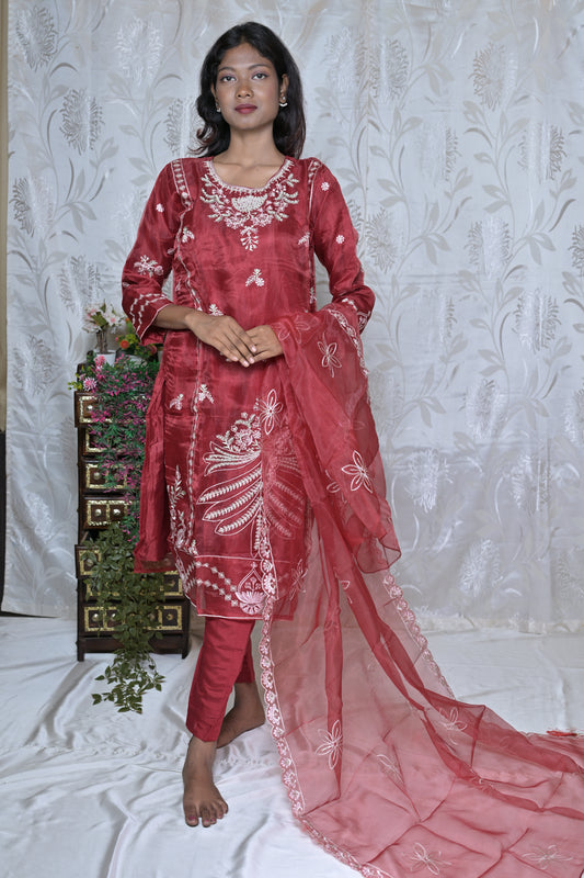 Opulent Embroidered Organza Ethnic Set