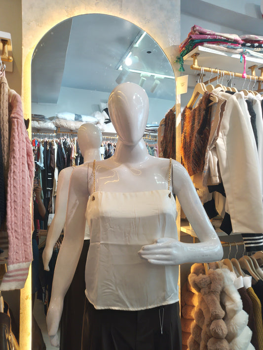 White Camisole with Chain Straps