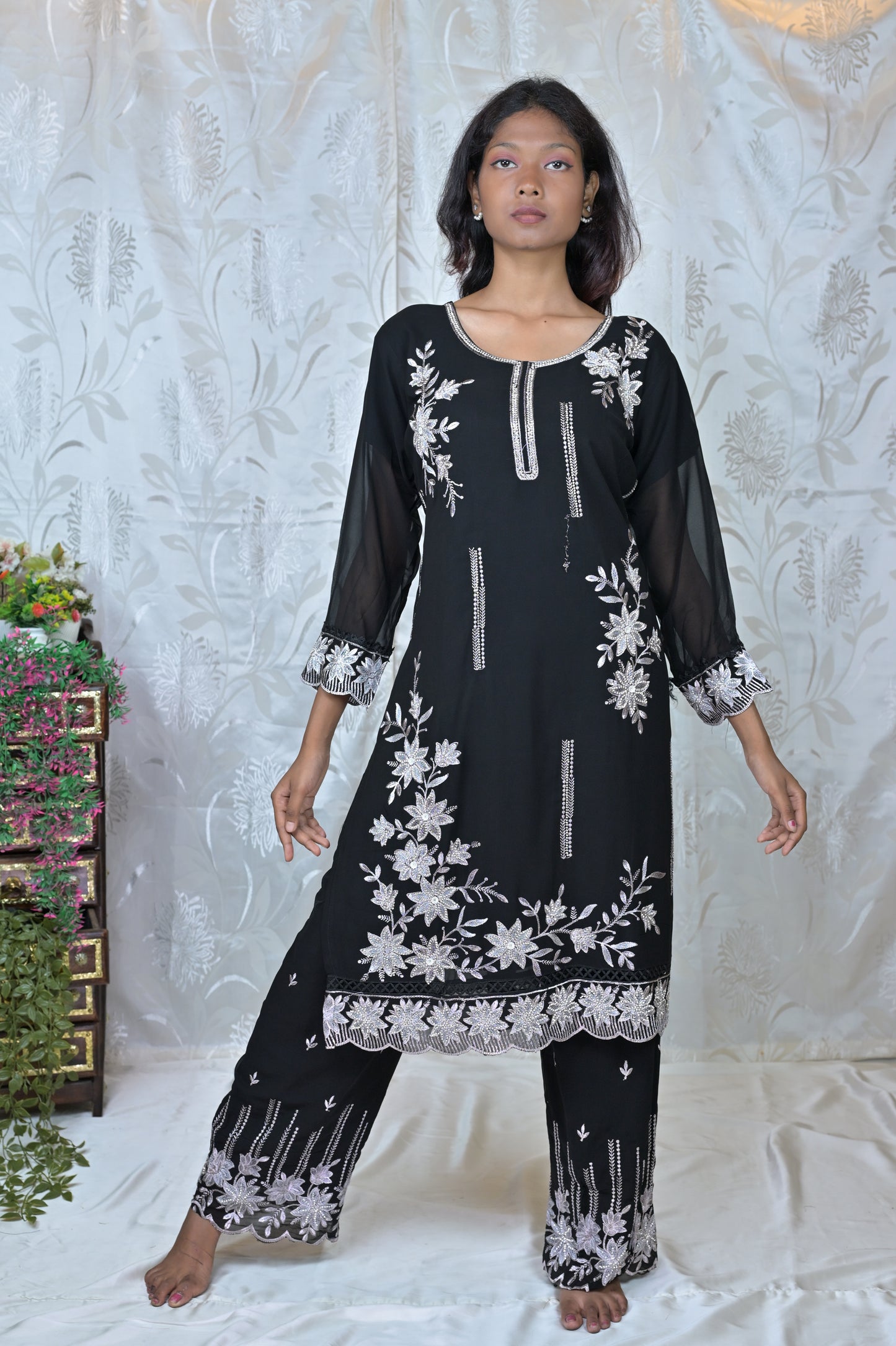 "FLORAL WHISPER" EMBROIDERED 3-PIECE SUIT SET