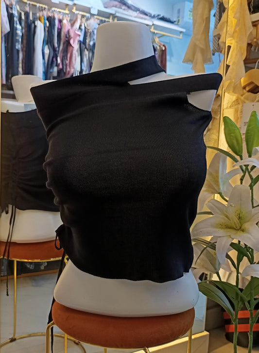 One-Shoulder Ribbed Crop Top