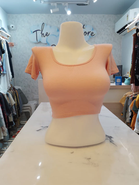 Peach Short-Sleeve Crop Top