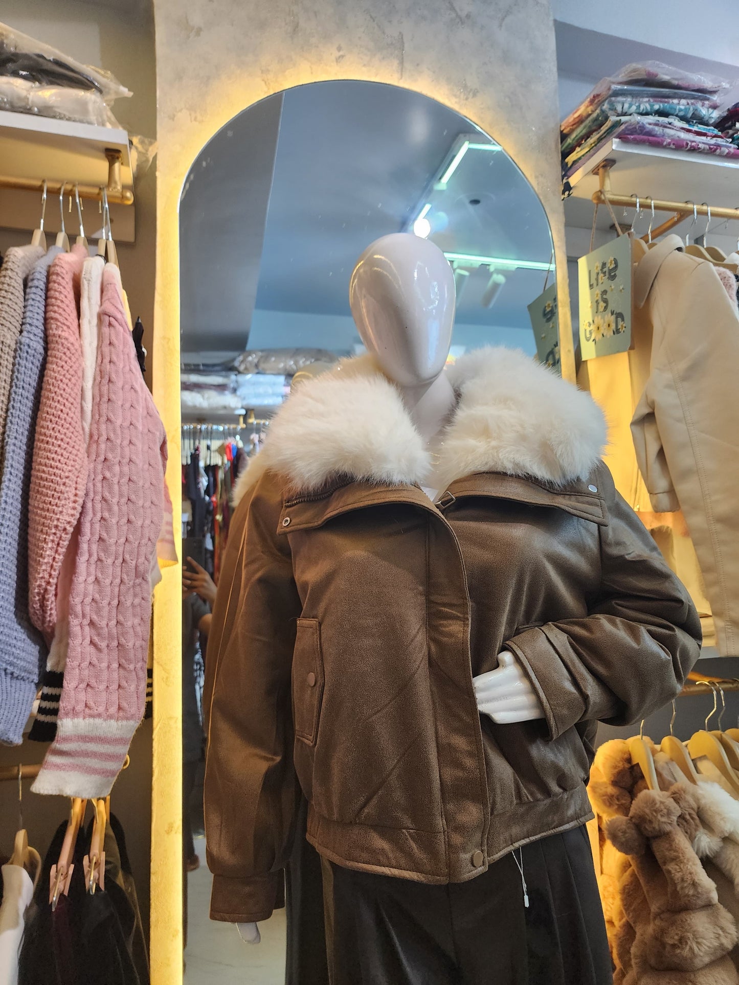 Winter Aurora" Reversible Shimmer Bomber Jacket