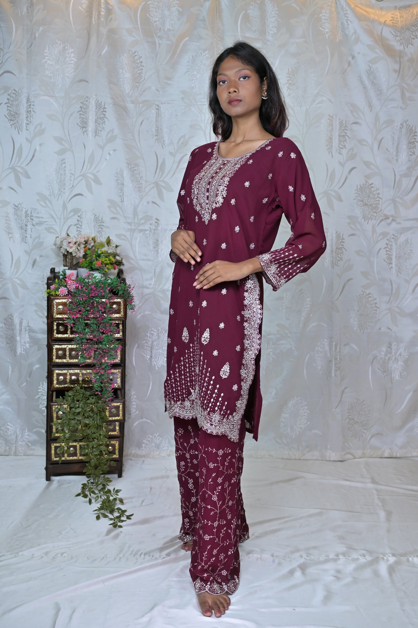 Traditional Kurta with Palazzo and Dupatta