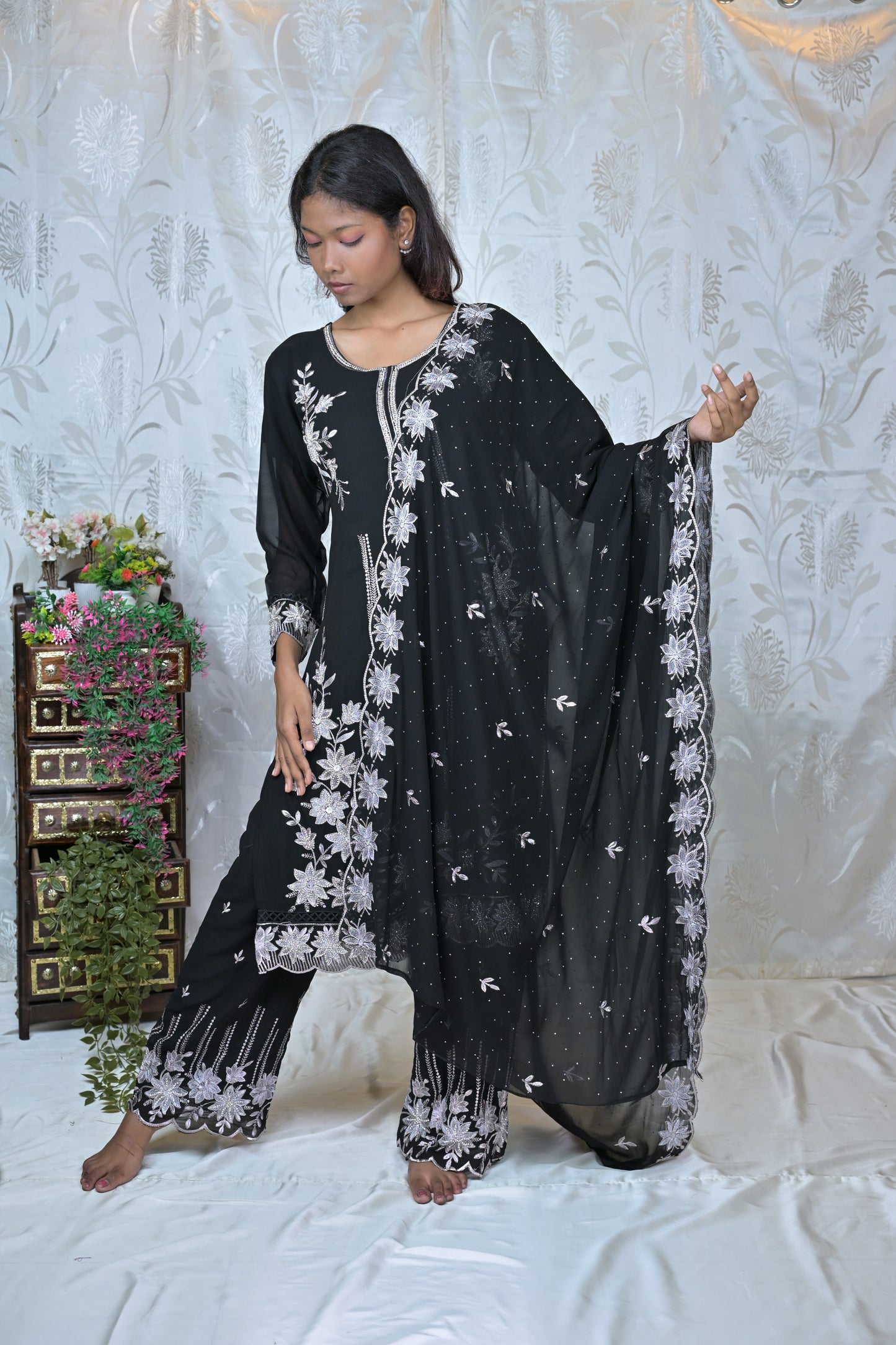 "FLORAL WHISPER" EMBROIDERED 3-PIECE SUIT SET