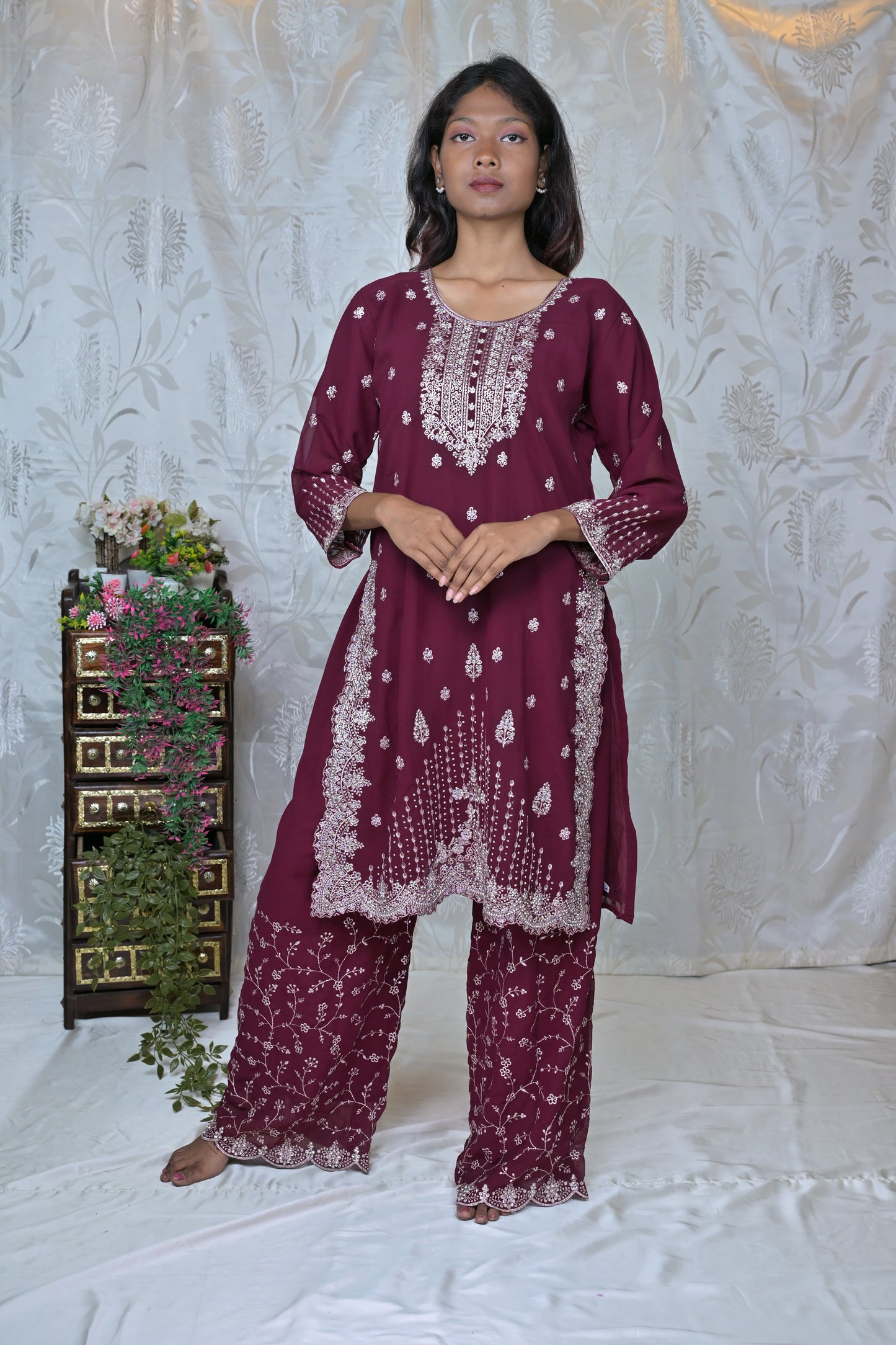 Traditional Kurta with Palazzo and Dupatta