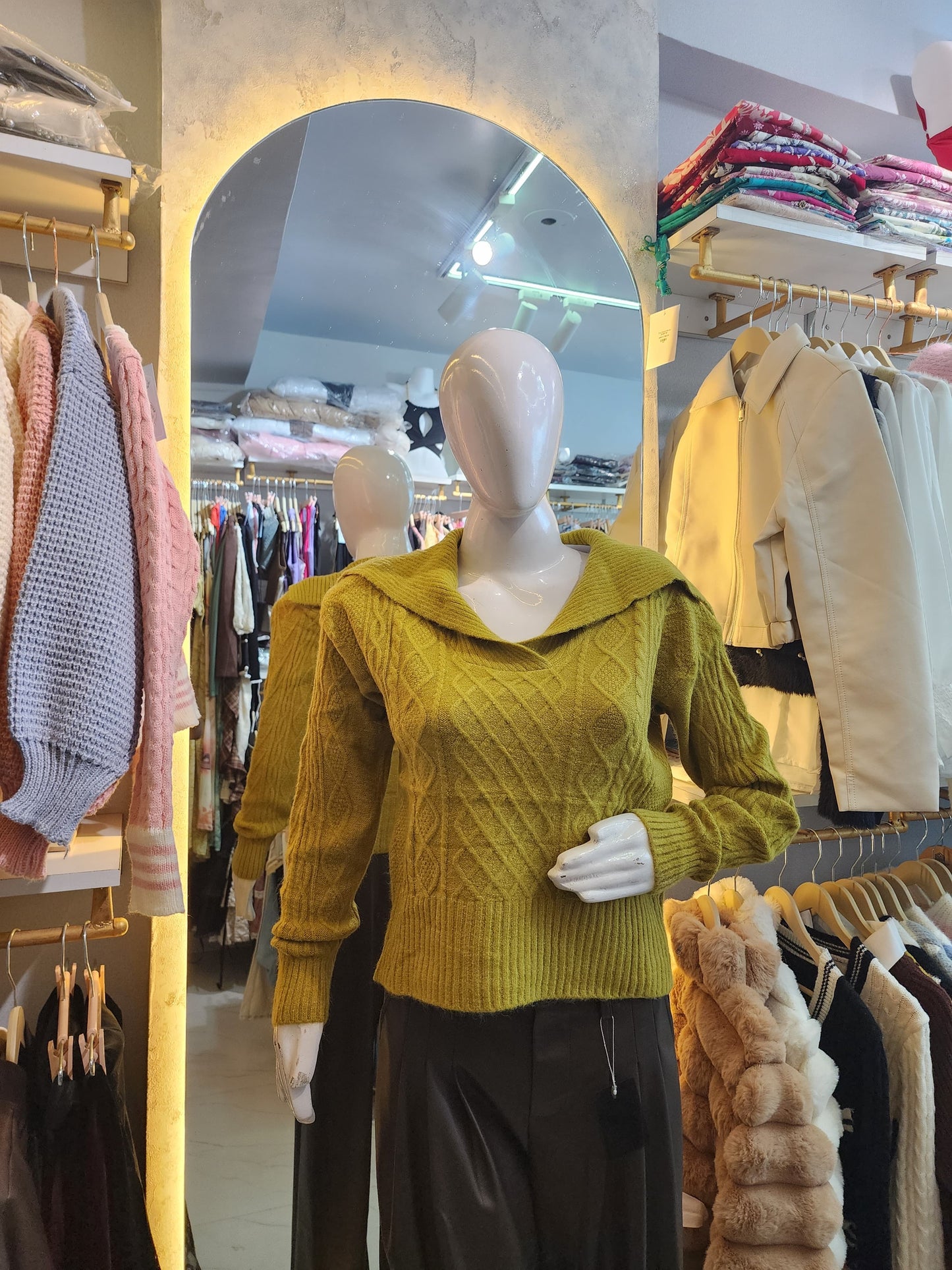 Cozy Chalet" Cable Knit Sweater with V-Collar