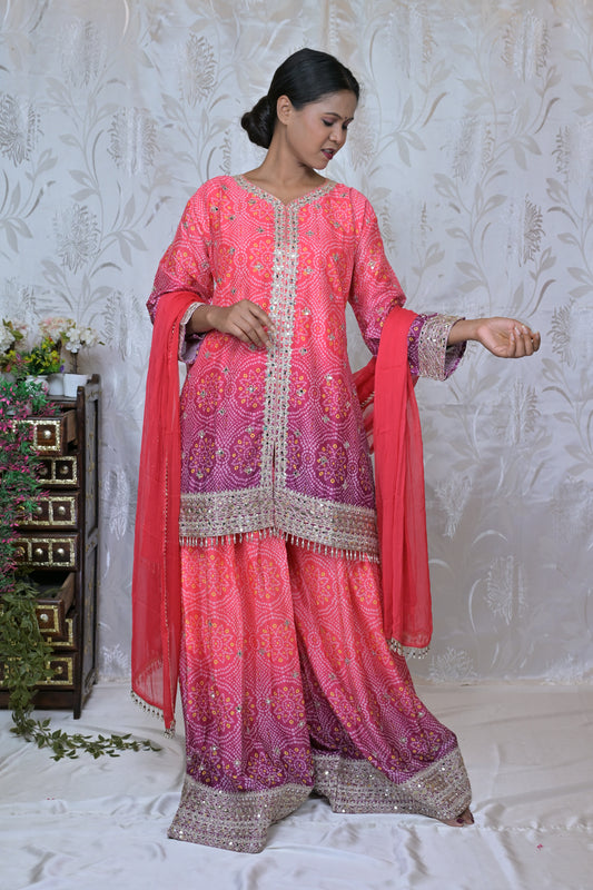 Vibrant Ombre Bandhani Print Suit Set
