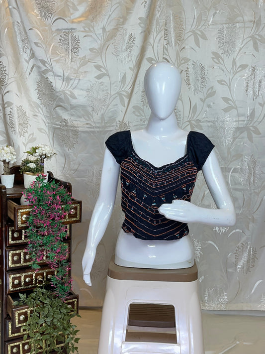 Vintage Charm Fitted Crop Top