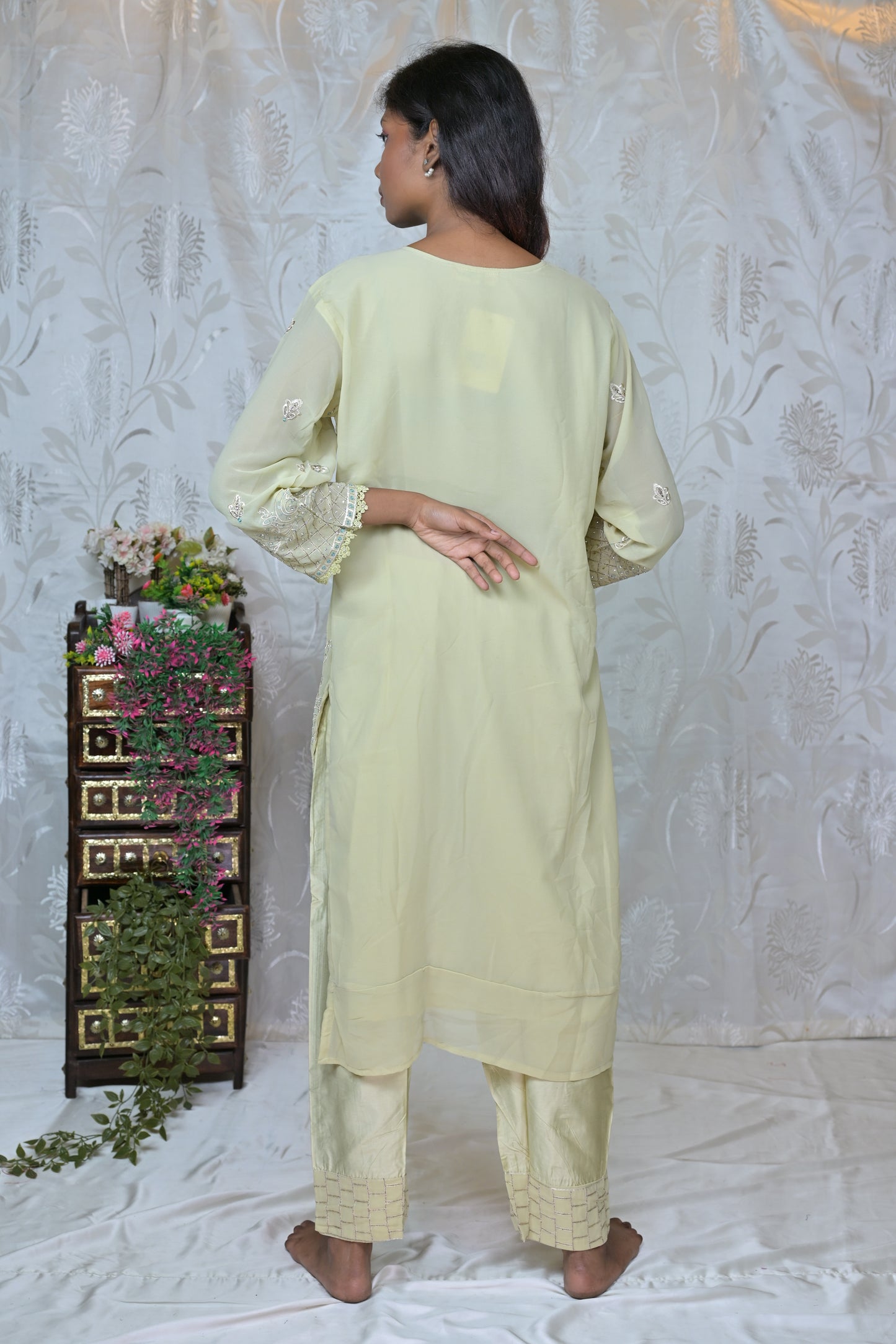 Soft Hue Embroidered Three-Piece Set