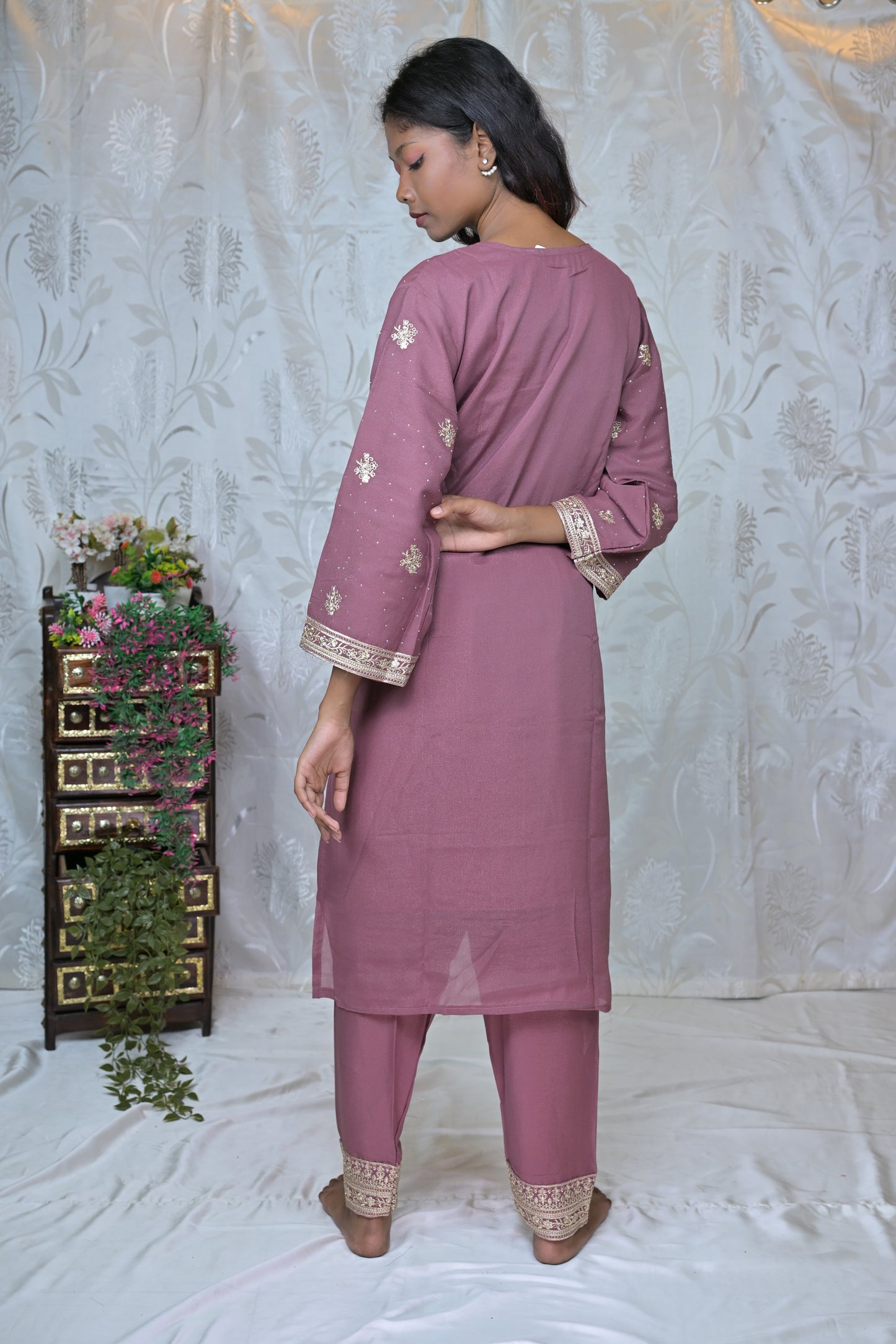 Embroidered Straight Suit Set with Dupatta