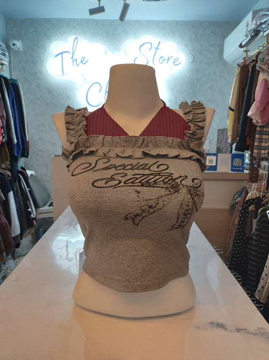 "Sweetheart Dusk" Lace-Trim Cropped Cami