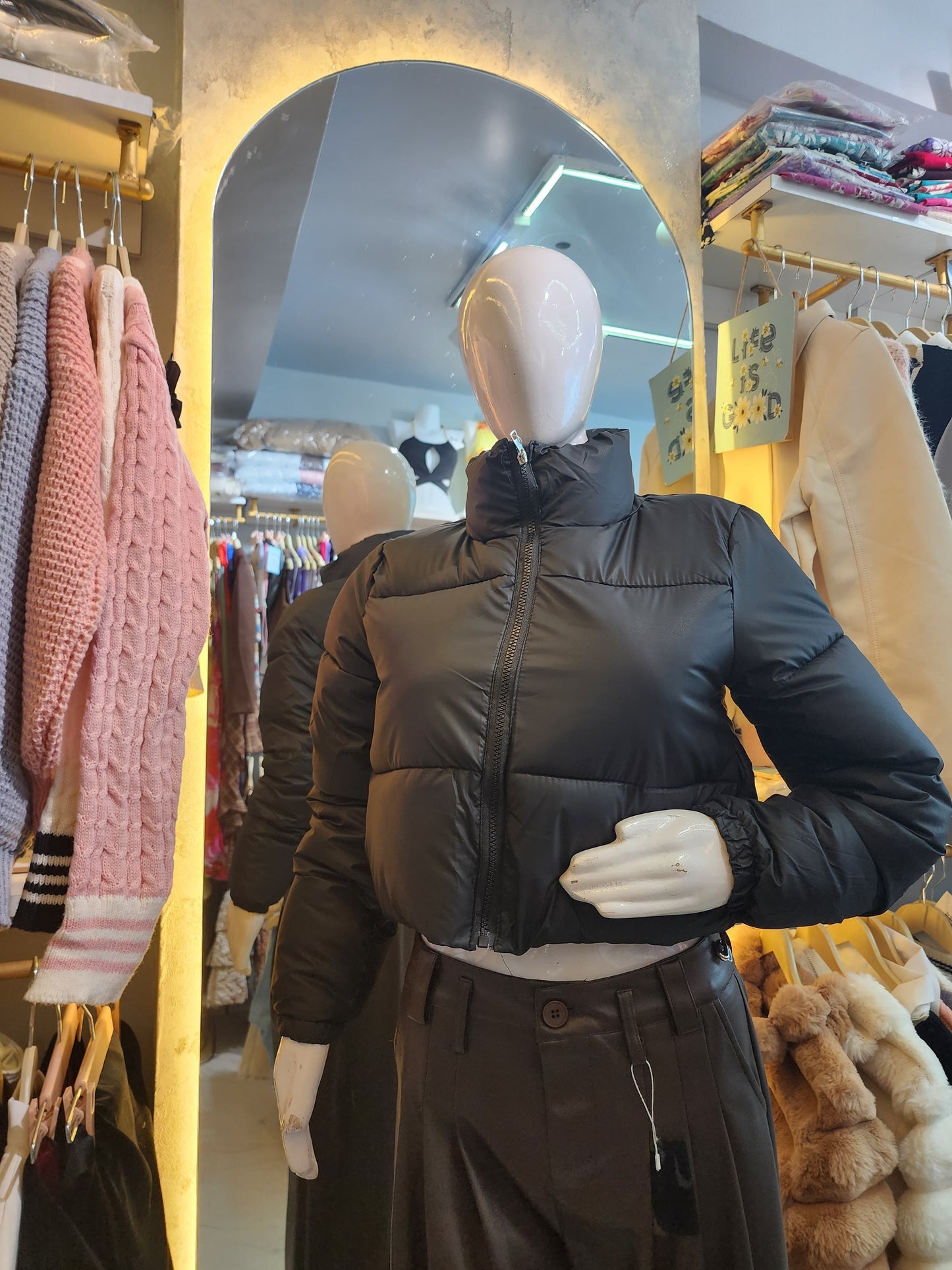 Quilted Crop Puffer Jacket