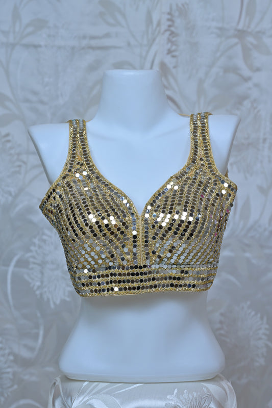 Elegant Mirror Work Padded Blouse