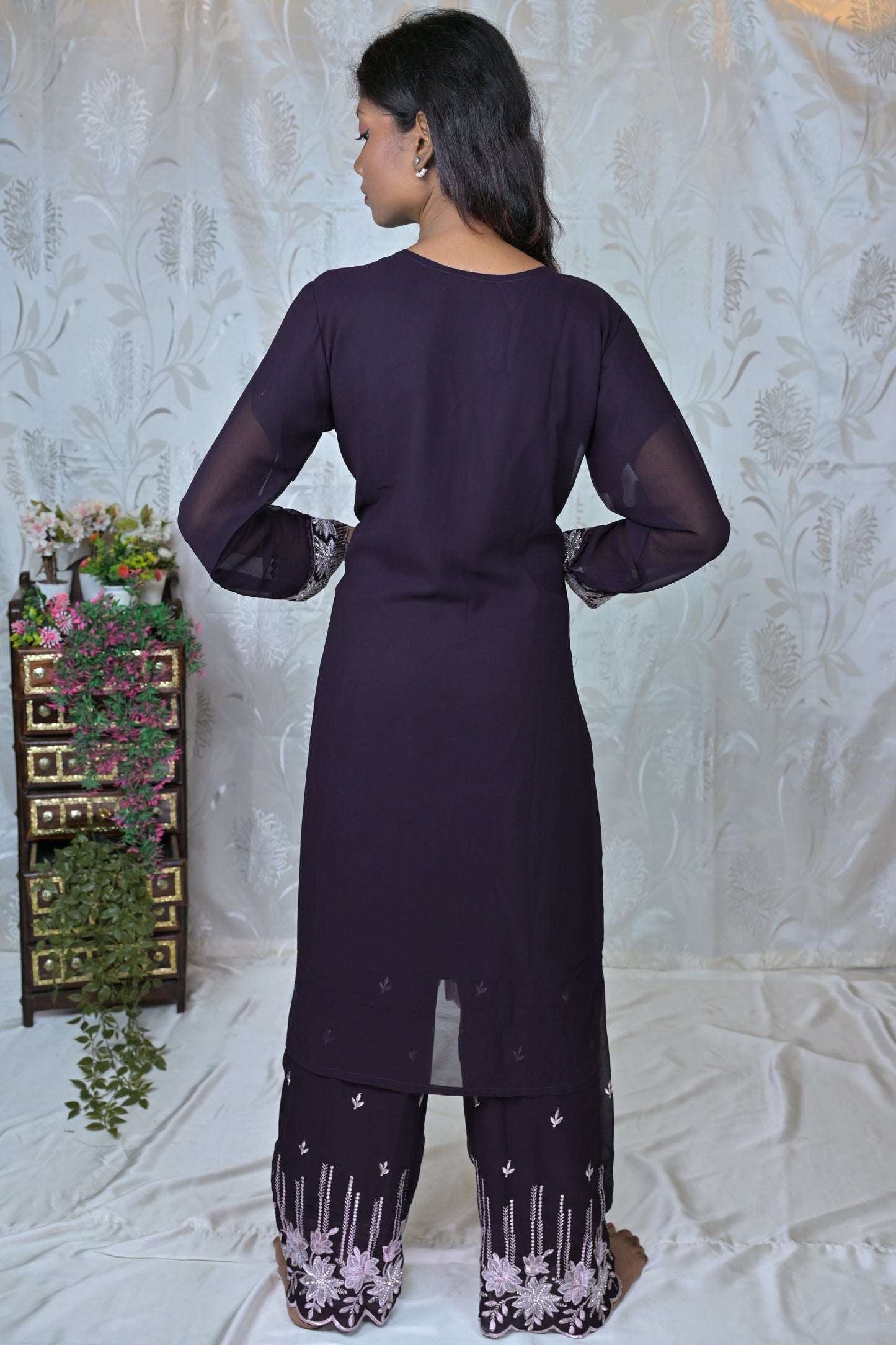 "FLORAL WHISPER" EMBROIDERED 3-PIECE SUIT SET