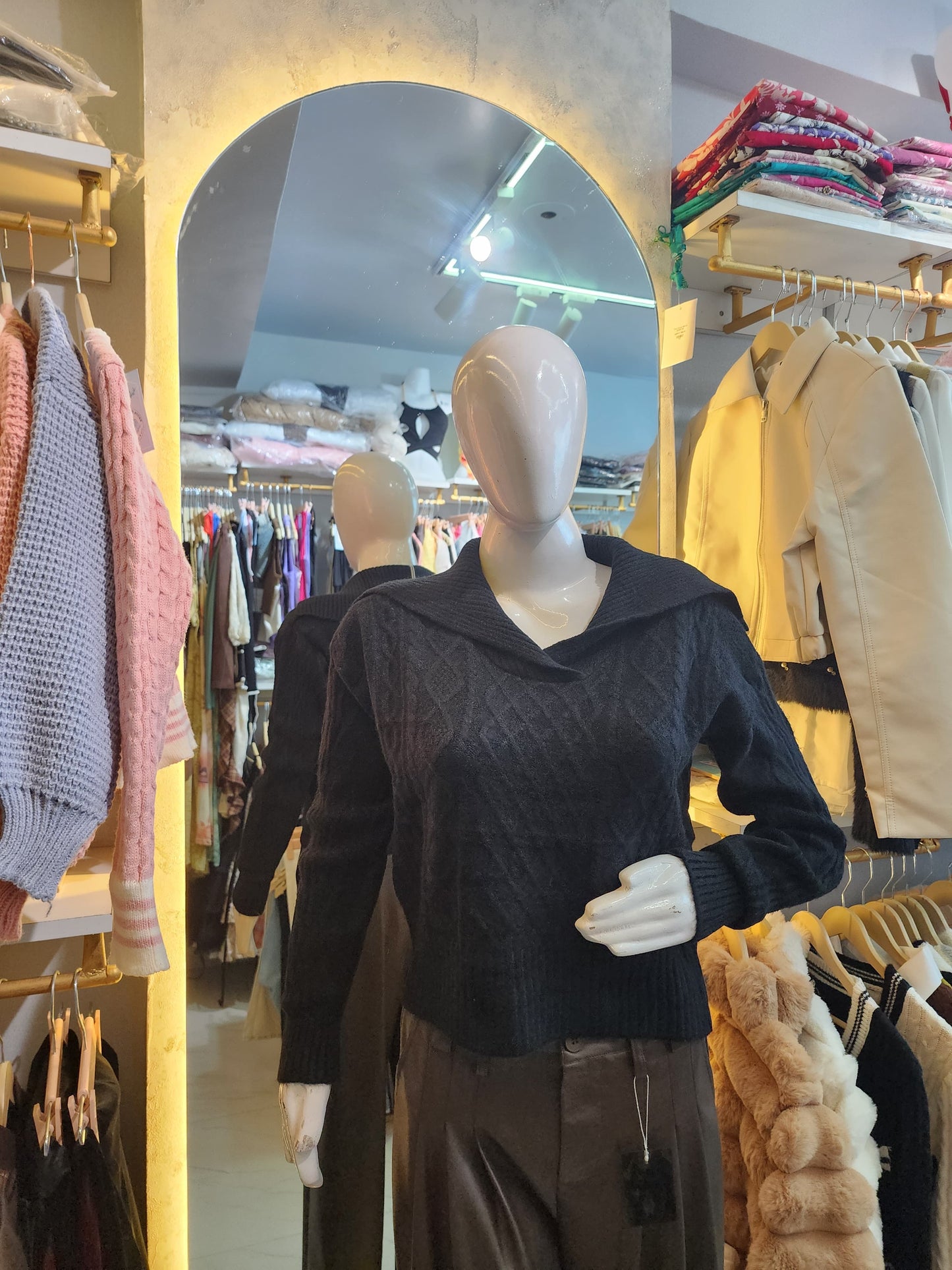 Cozy Chalet" Cable Knit Sweater with V-Collar