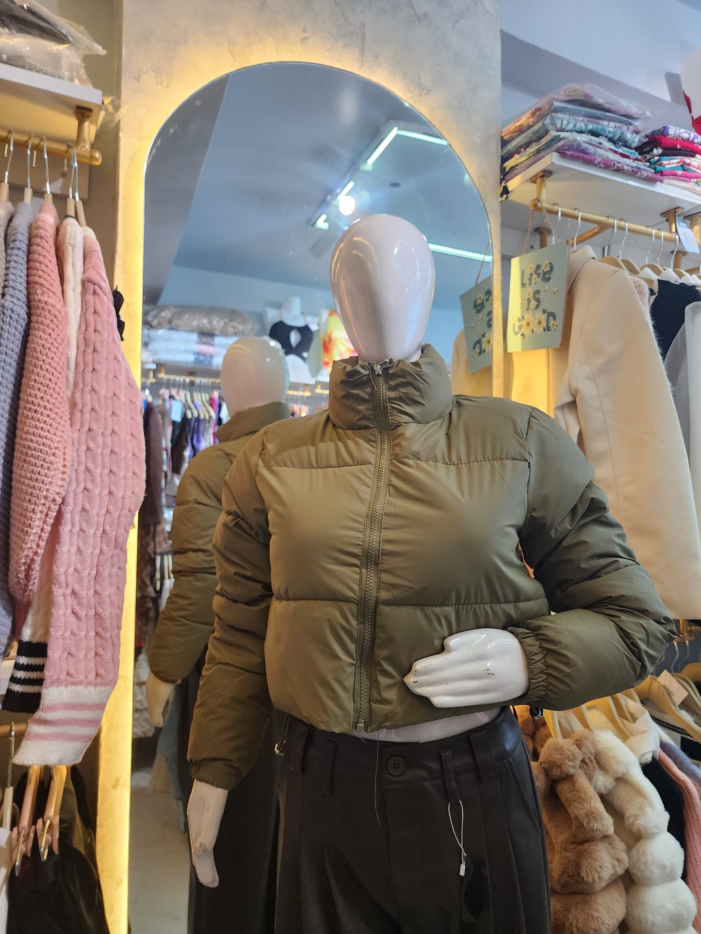 Quilted Crop Puffer Jacket