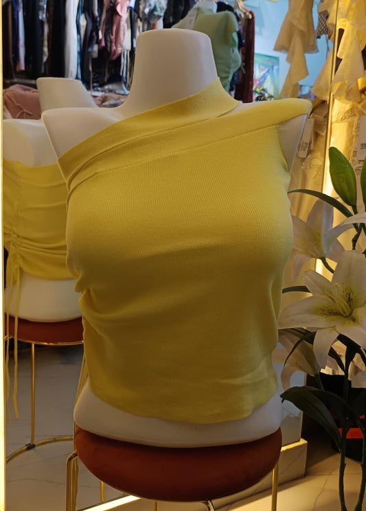 One-Shoulder Ribbed Crop Top