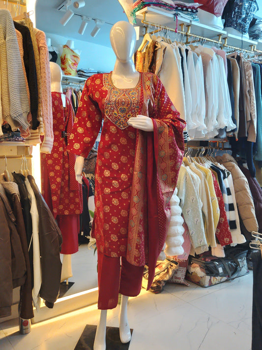 Royal Paisley" Print and Embroidered Kurta Set