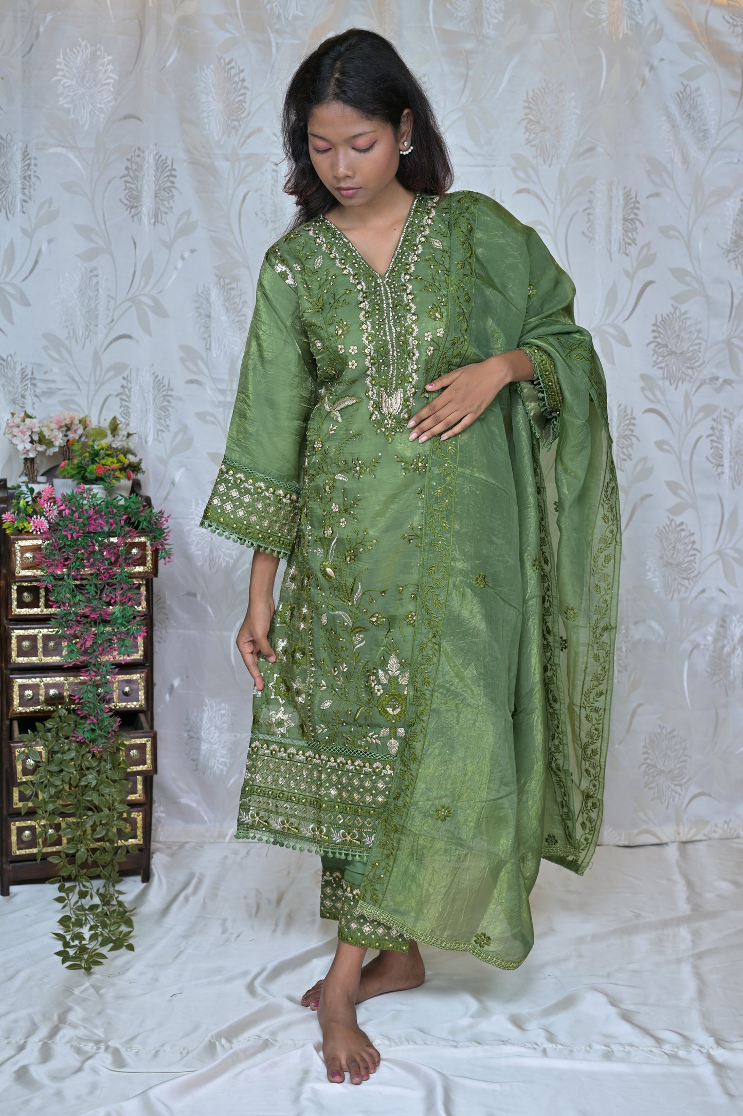 Gold Crush Embroidered Suit Set