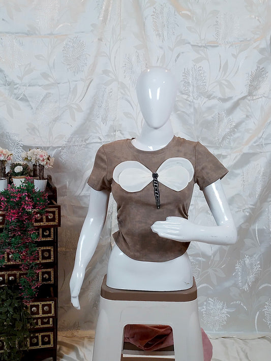 Women Butterfly Design Crop Top