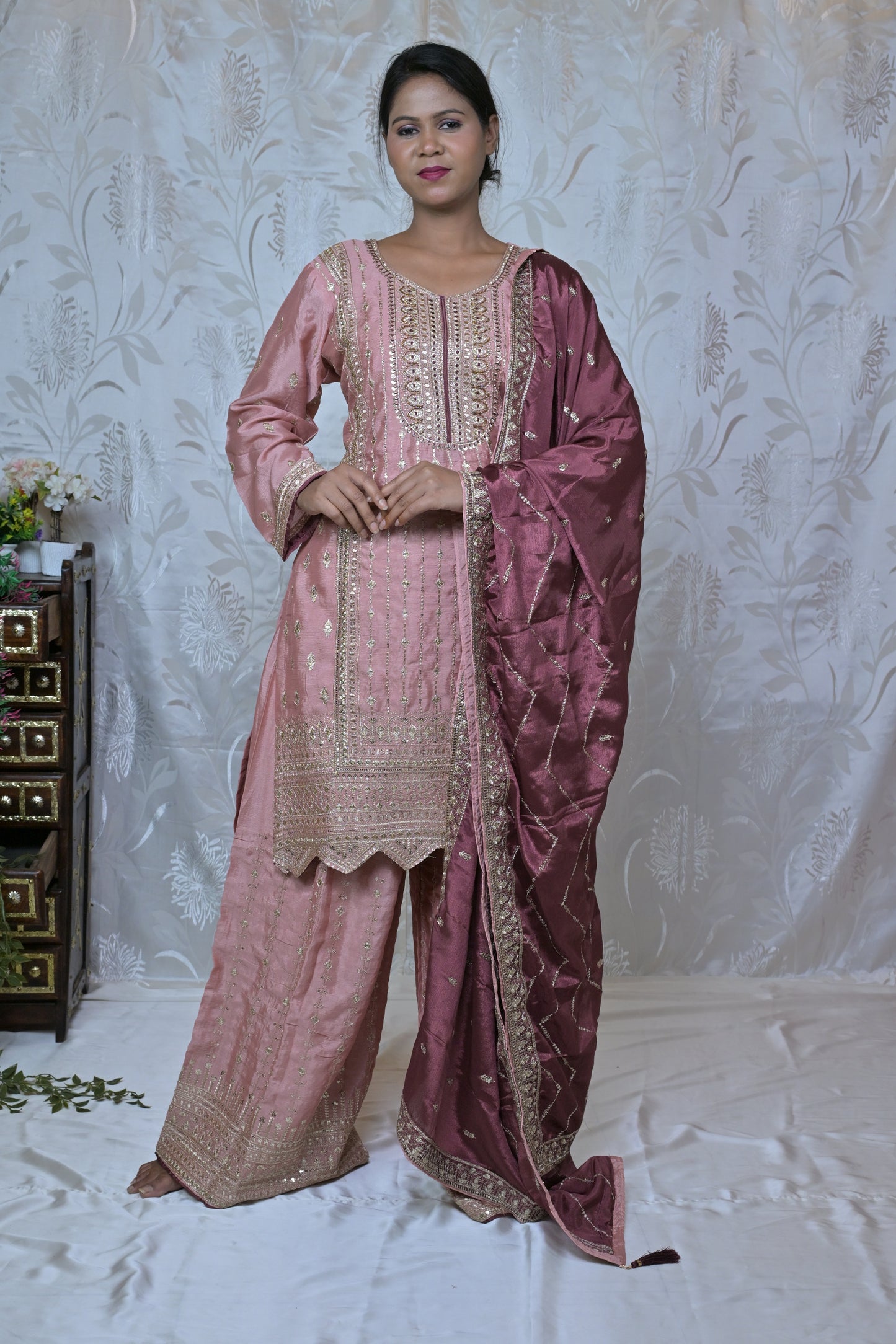 Festive Junoon Palazzo Suit with Embroidered Kurta and Dupatta