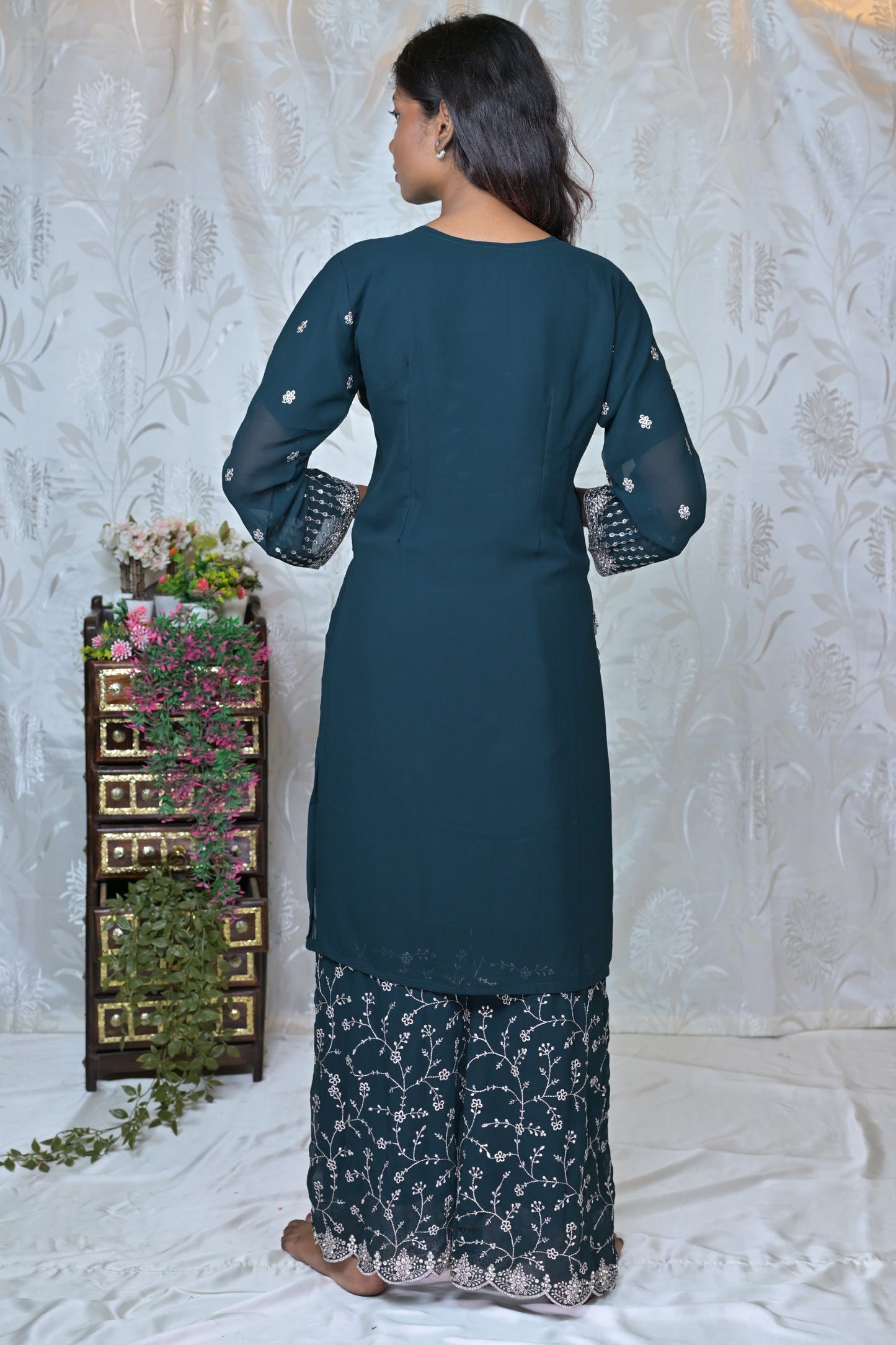 Traditional Kurta with Palazzo and Dupatta