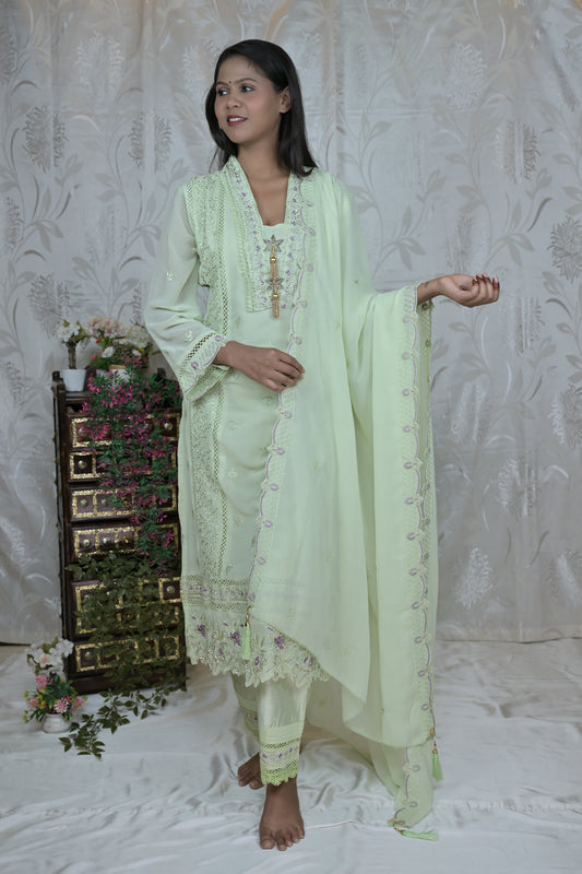 Pastel Embroidered Suit Set