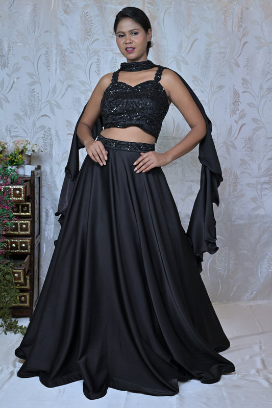 Glamorous Black Sequin Lehenga