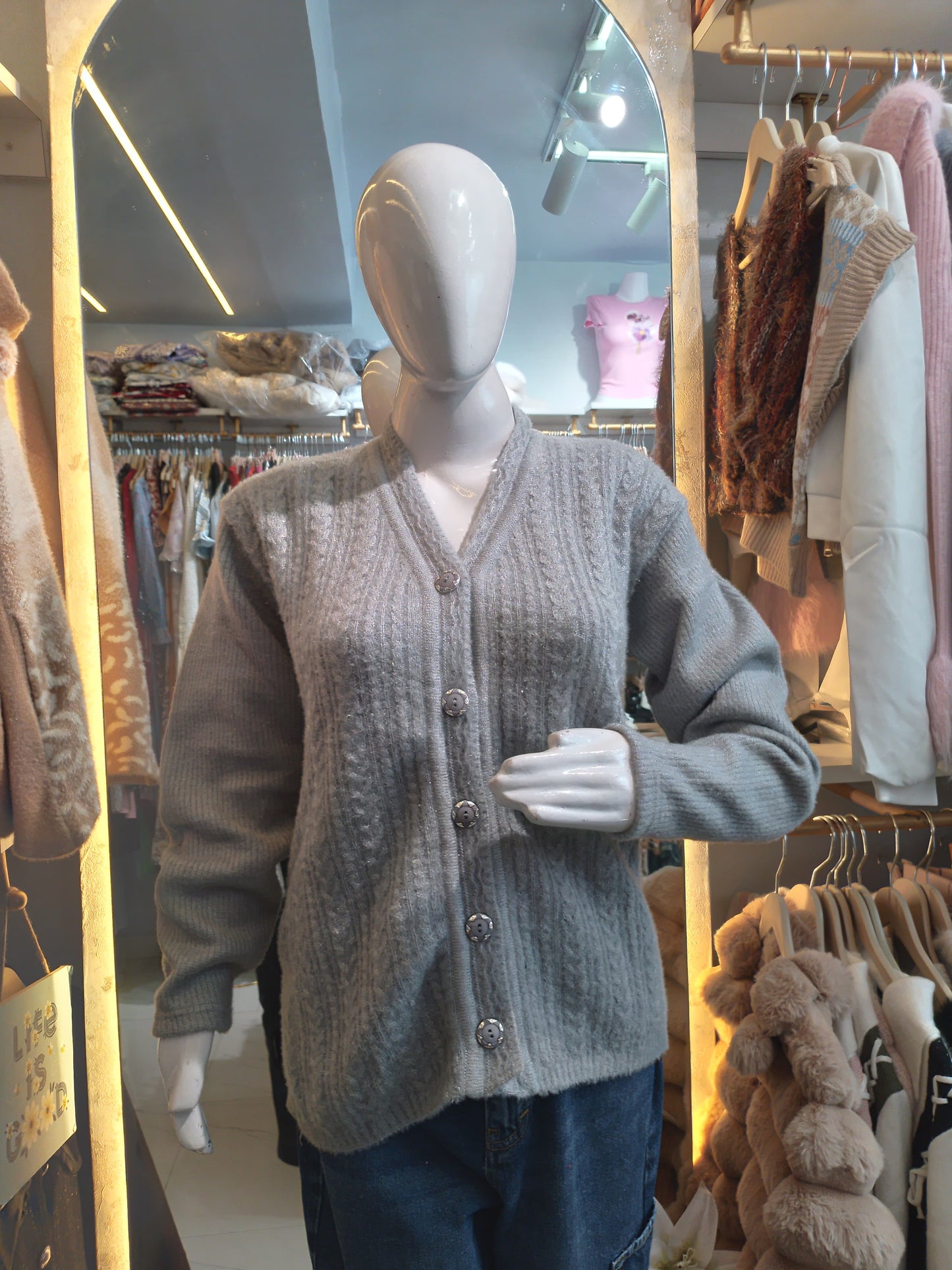Winter Bloom" Embroidered Fuzzy Cardigan