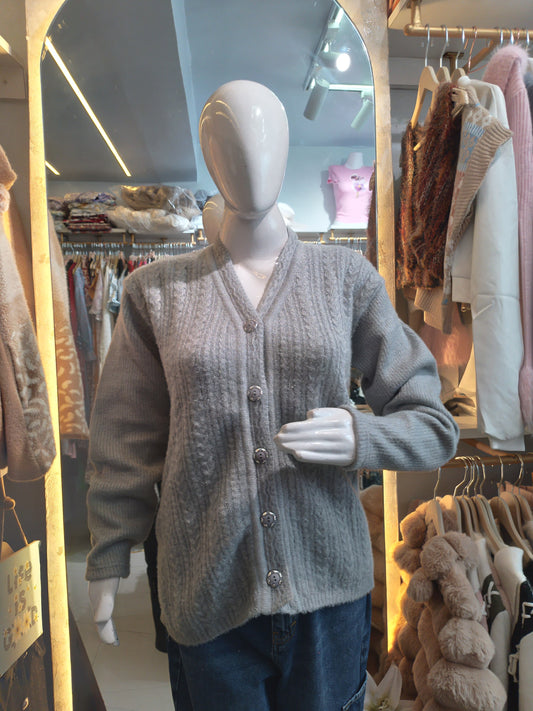 Winter Bloom" Embroidered Fuzzy Cardigan