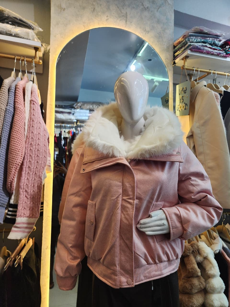 Winter Aurora" Reversible Shimmer Bomber Jacket