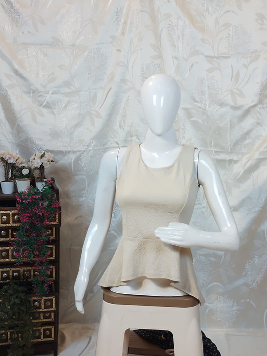 Women White Ruffled One-Shoulder Top