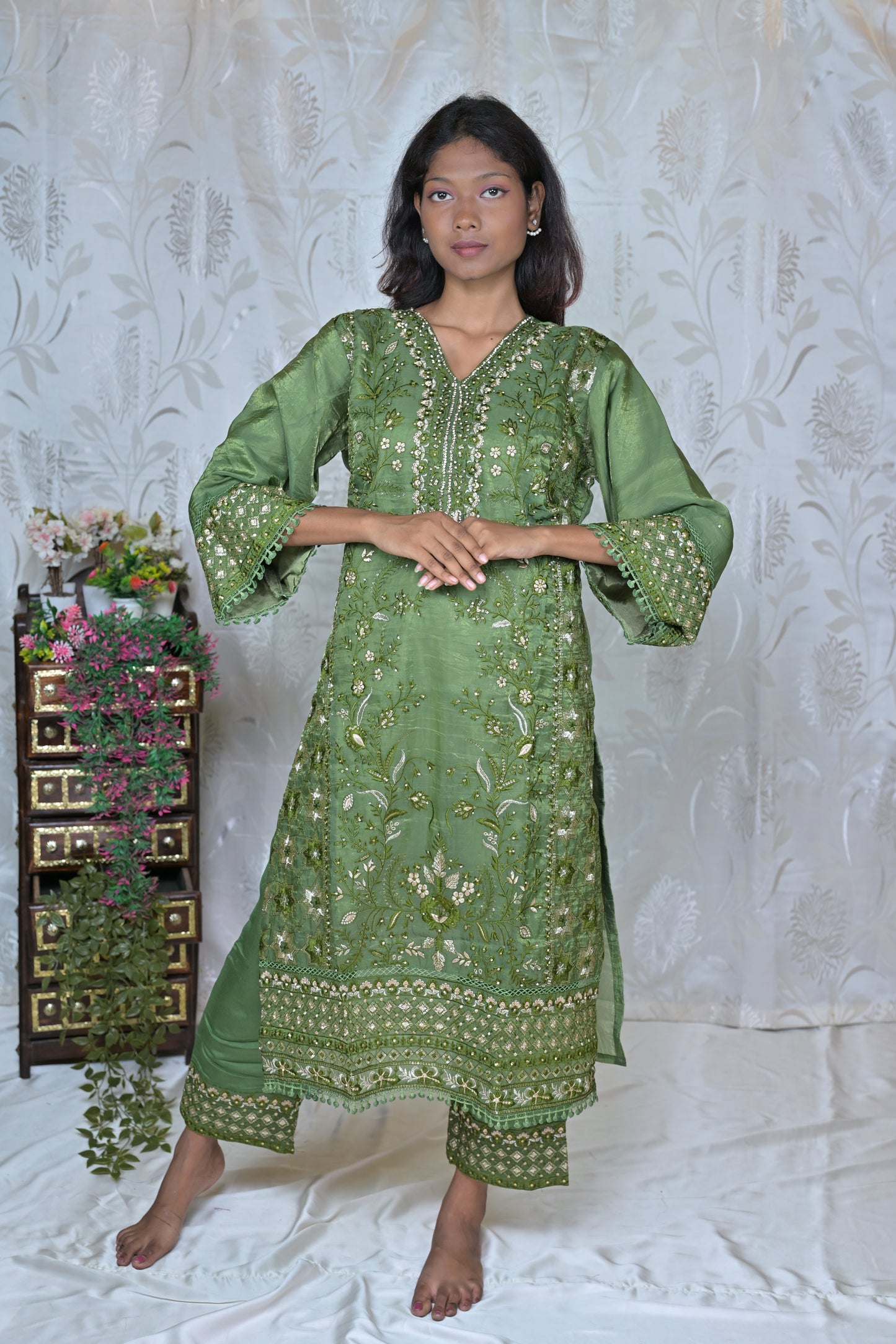 Gold Crush Embroidered Suit Set