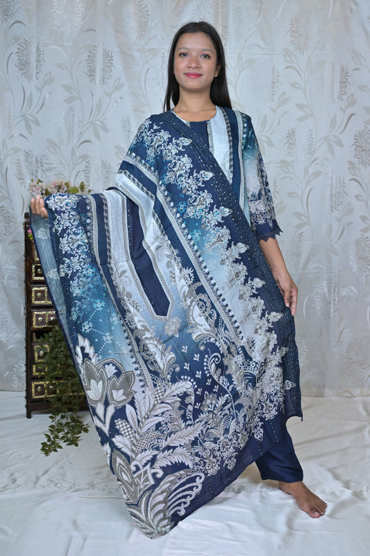 Elegant Floral & Paisley Print Suit