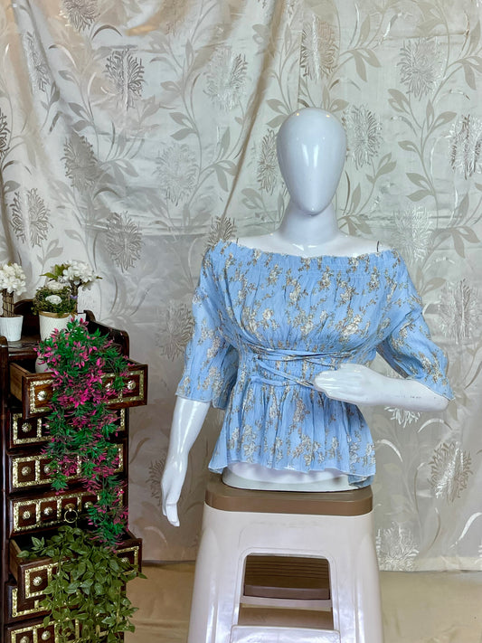 Light Blue Floral Top