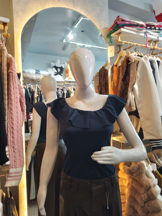 Sweetheart Smock" Off-Shoulder Crop Top