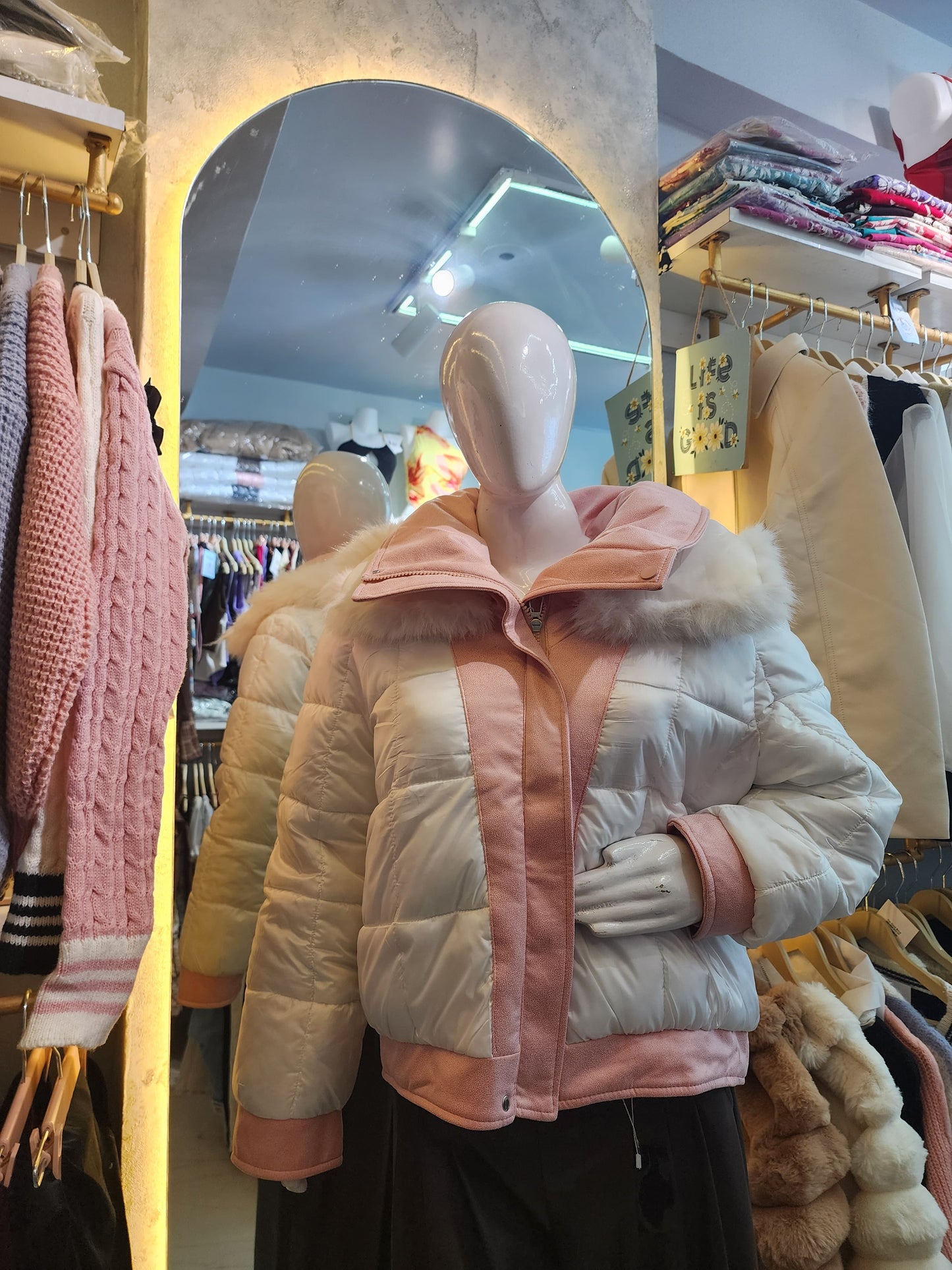 Winter Aurora" Reversible Shimmer Bomber Jacket