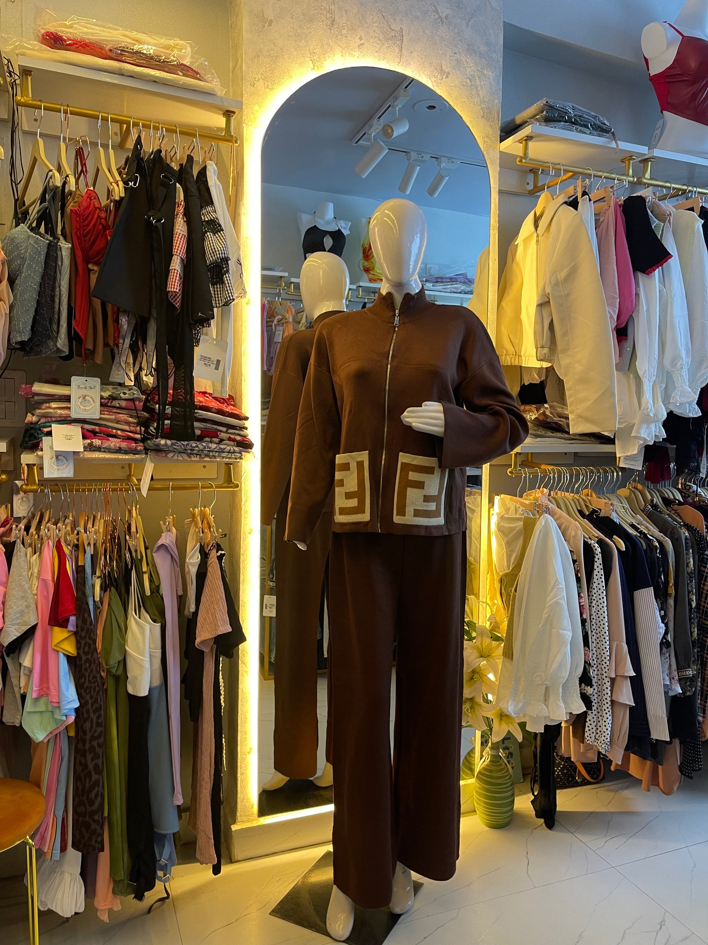 Mocha Luxe" Ribbed Knit Zipper Co-ord Set