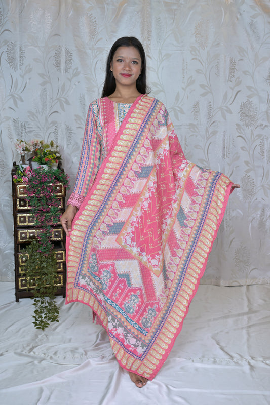 Designer Print Casual Muslin Suit