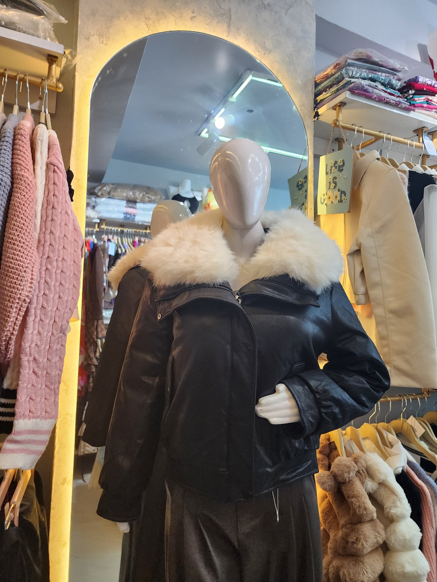 Winter Aurora" Reversible Shimmer Bomber Jacket