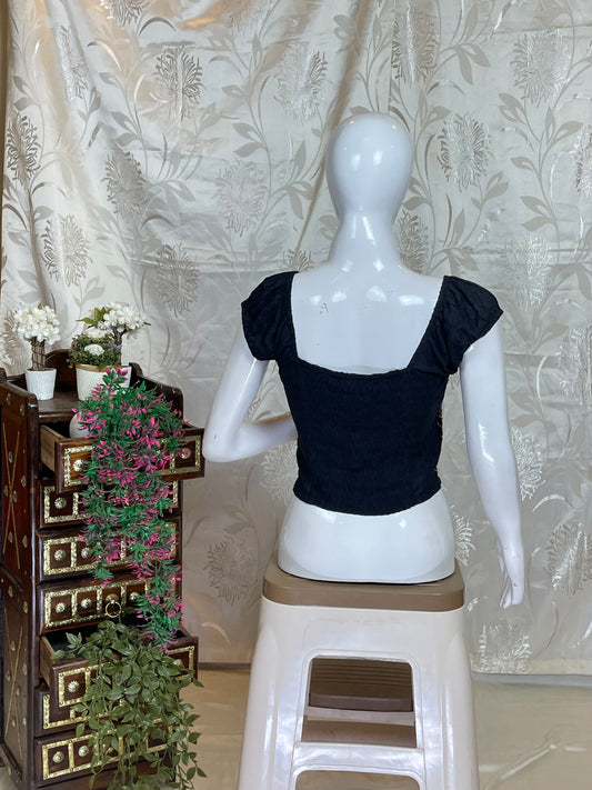 Vintage Charm Fitted Crop Top