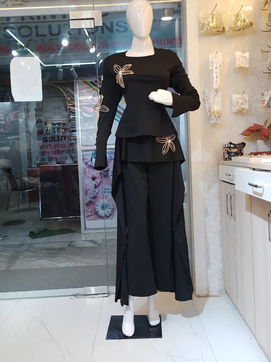 Midnight Fleur" Embroidered Two-Piece set