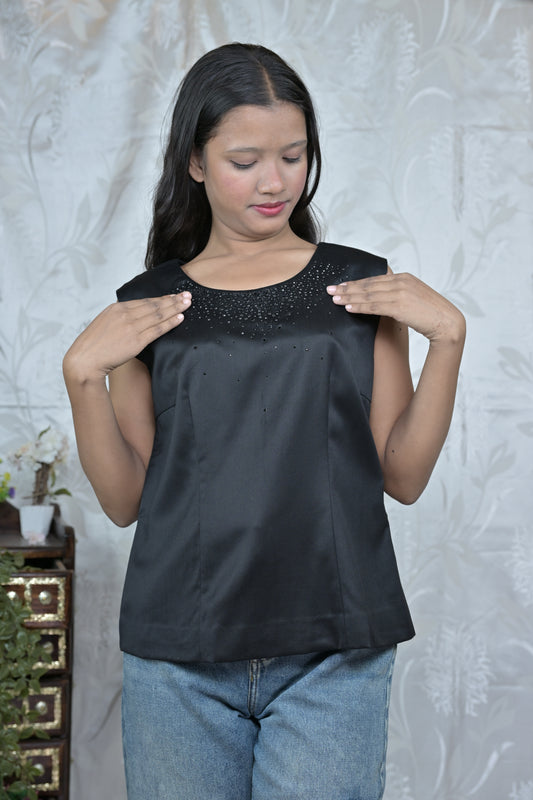 BEADED SATIN TOP