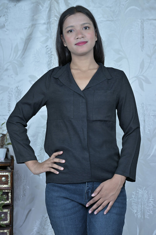 Black Solid Regular Shirt
