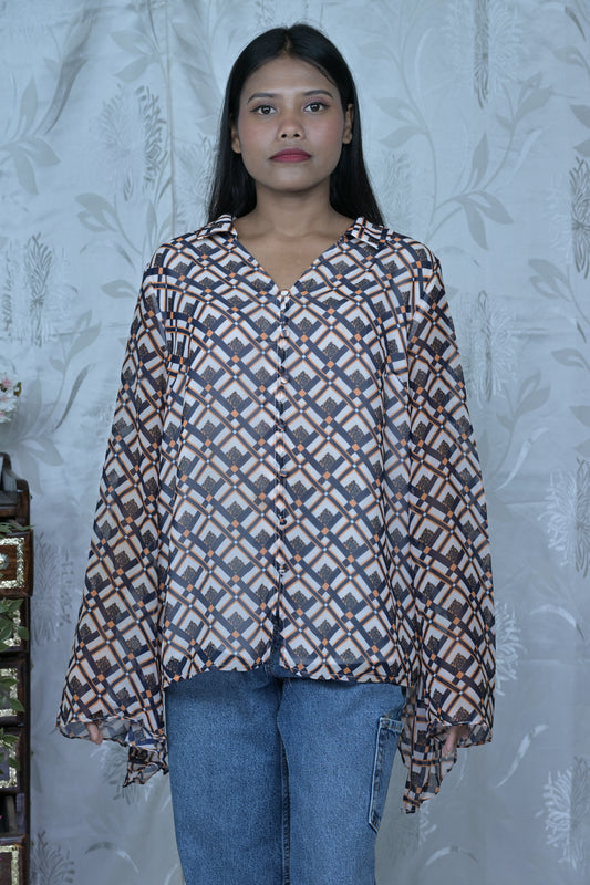 Stylish Geometric Print Top