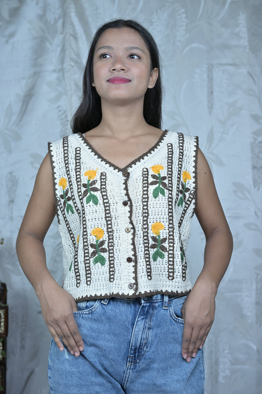 White Crochet Vest